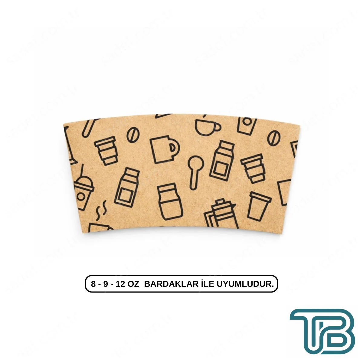 BASKILI KALIN SLEEVE KRAFT BARDAK CEKETİ 8 - 9 - 12 OZ - 1000 ADET