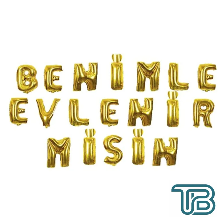 Folyo Balon Benimle Evlenirmisin Yazısı 40 CM Altın - Eminönü ToptanS | Ticaretin Kalbinden