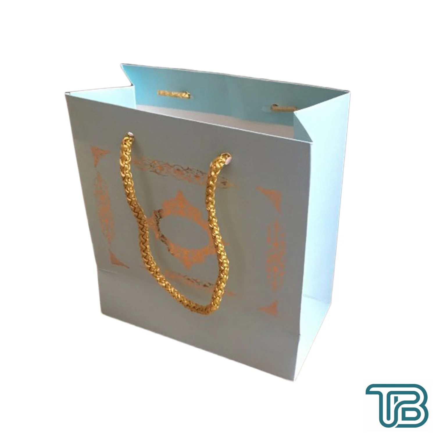 Karton İpsaplı Hediye Çantası Saray Desenli GOLD 15X17X8 10 Adet Mavi - Eminönü ToptanS | Ticaretin Kalbinden