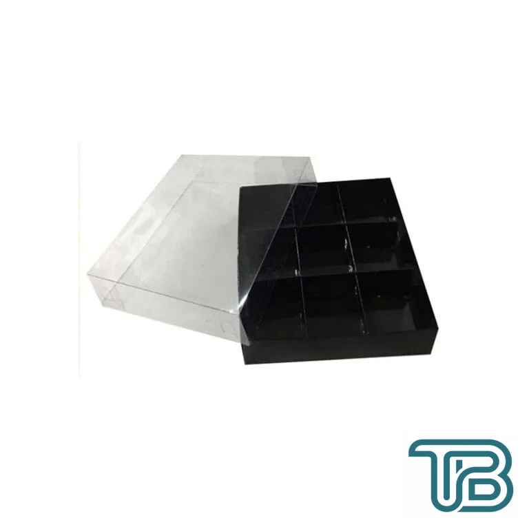 Asetat Kapaklı Karton Kutu 15x15x3 CM 9 Bölmeli Kutu (10 Adet) Siyah - Eminönü ToptanS | Ticaretin Kalbinden