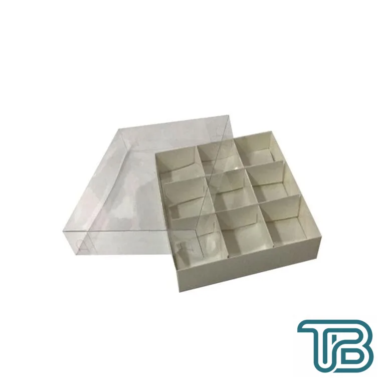 Asetat Kapaklı Karton Kutu 15x15x3 CM 9 Bölmeli Kutu (10 Adet) Beyaz - Eminönü ToptanS | Ticaretin Kalbinden