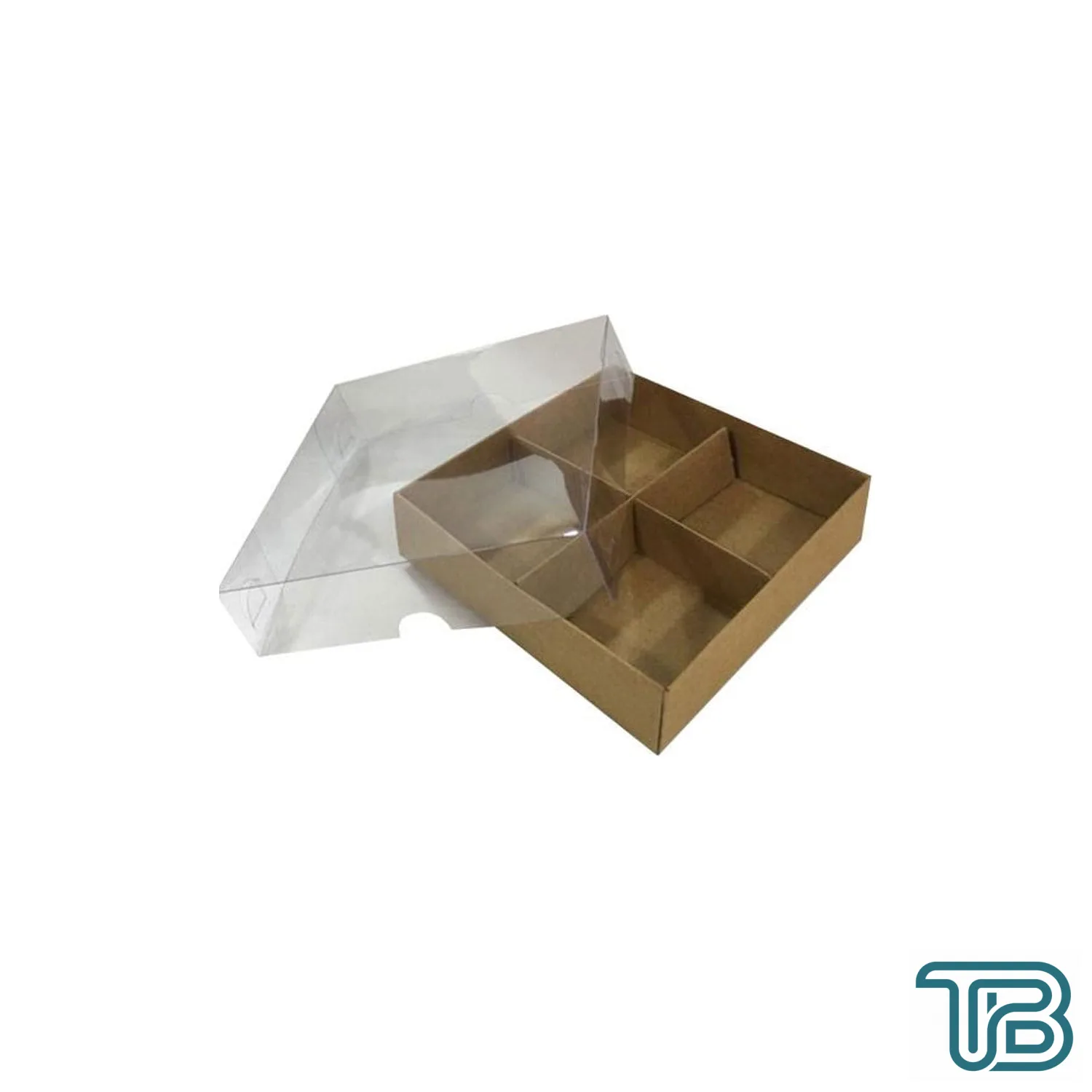 Asetat Kapaklı Karton Kutu 15x15x3 CM 4 Bölmeli Kutu (10 Adet) Kraft - Eminönü ToptanS | Ticaretin Kalbinden