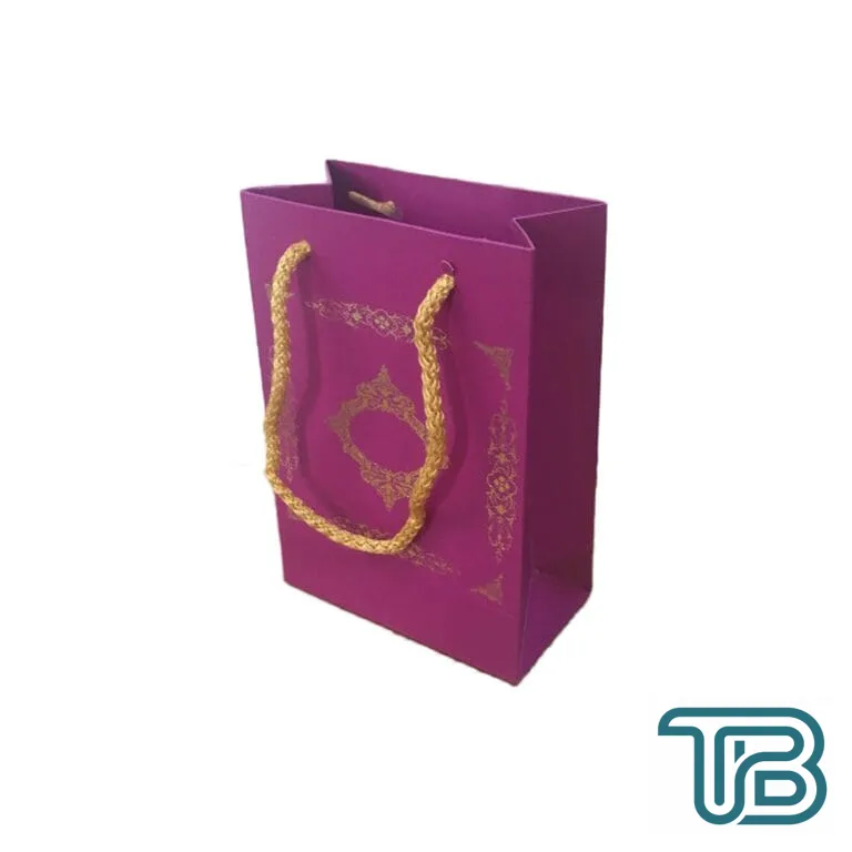 Karton Hediye Çantası Saray Desenli Gold Yaldızlı 12X17 (25 Adet) Mor - Eminönü ToptanS | Ticaretin Kalbinden