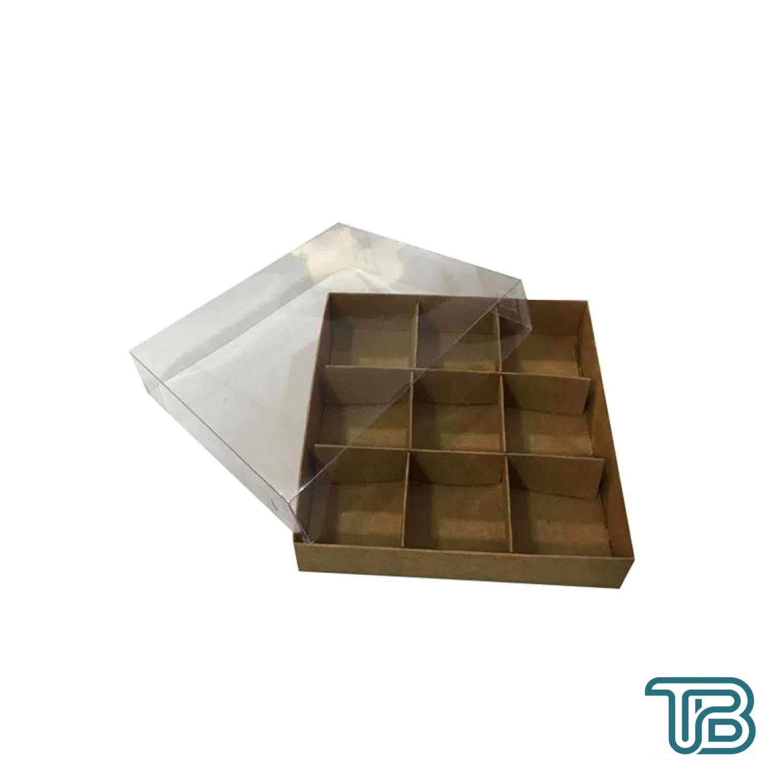 Asetat Kapaklı Karton Kutu 15x15x3 CM 9 Bölmeli Kutu (10 Adet) Kraft - Eminönü ToptanS | Ticaretin Kalbinden