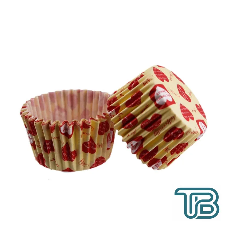 Cupcake Kalıbı Pet Kapsül Kek Kalıbı 48X34 MM (100 Adet) Sarıya Kırmızı Kalpli Yazılı - Eminönü ToptanS | Ticaretin Kalbinden