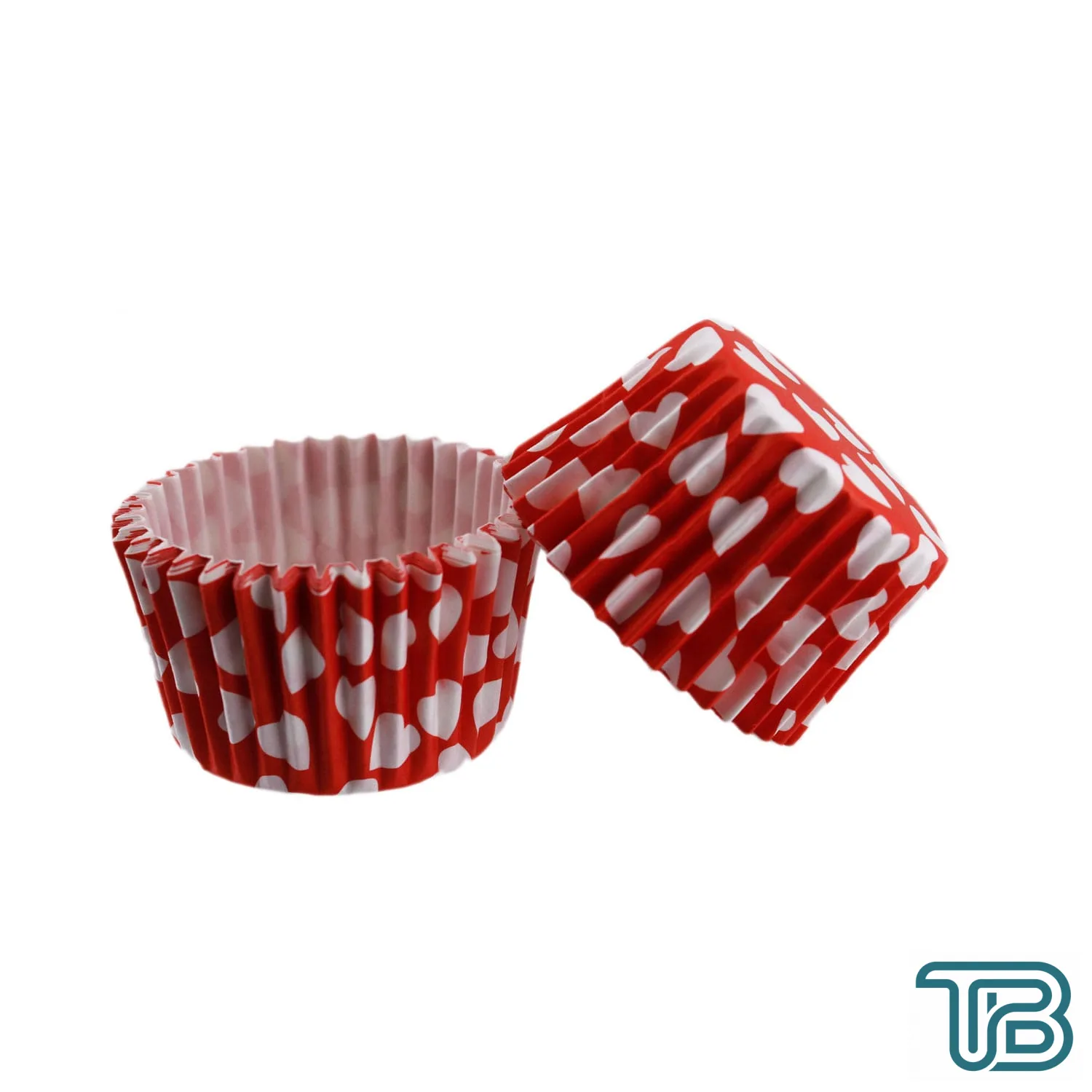 Cupcake Kalıbı Pet Kapsül Kek Kalıbı 48X34 MM (100 Adet) Kırmızıya Beyaz Kalp Desenli - Eminönü ToptanS | Ticaretin Kalbinden
