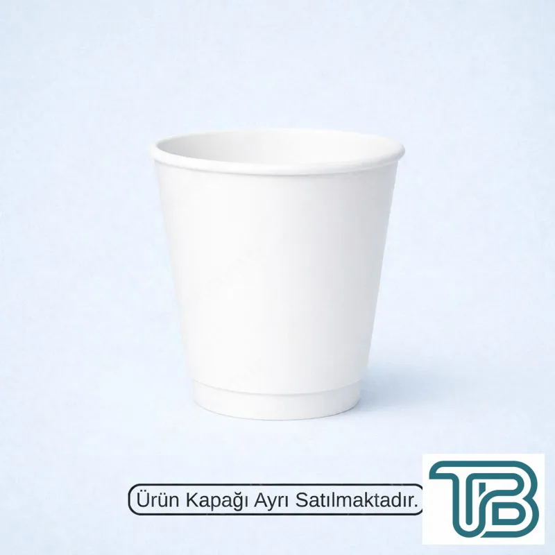 BEYAZ DOUBLE WALL 8 OZ BASKISIZ KARTON BARDAK SICAK 500 ADET
