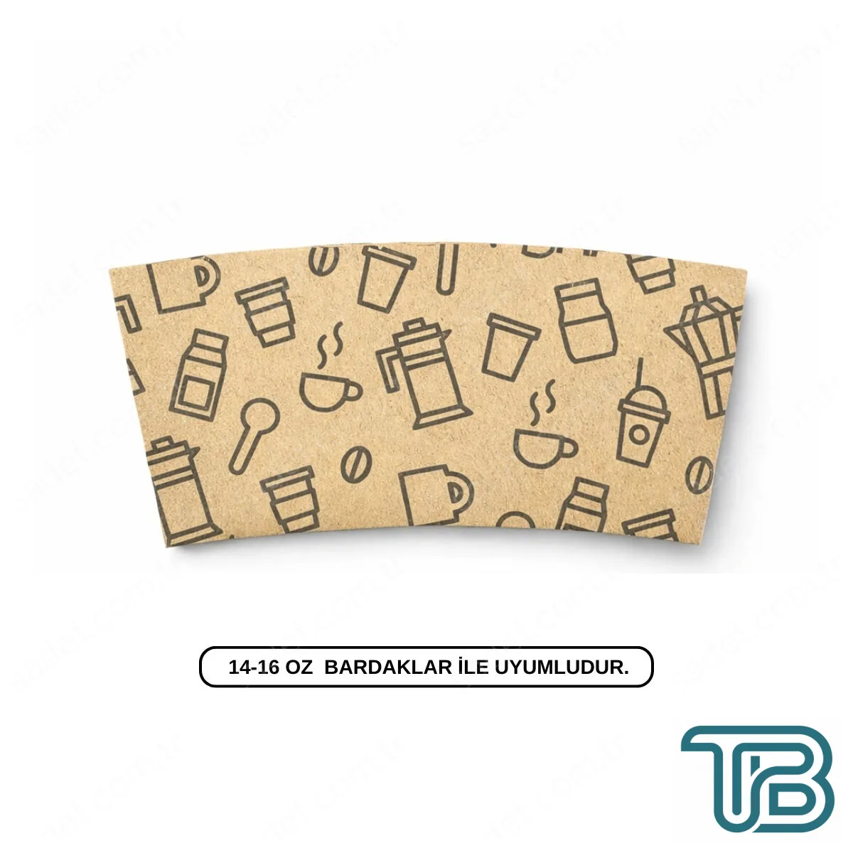 BASKILI KALIN SLEEVE KRAFT BARDAK CEKETİ 14 - 16 OZ - 1000 ADET