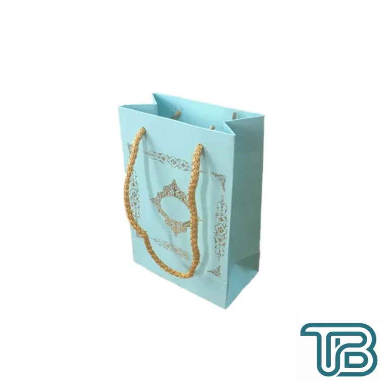 Karton Hediye Çantası Saray Desenli Gold Yaldızlı 12X17 (25 Adet) Mavi - Eminönü ToptanS | Ticaretin Kalbinden