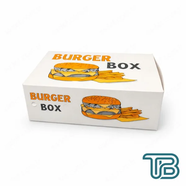BEYAZ BASKILI BURGER KUTUSU BÜYÜK 100 ADET