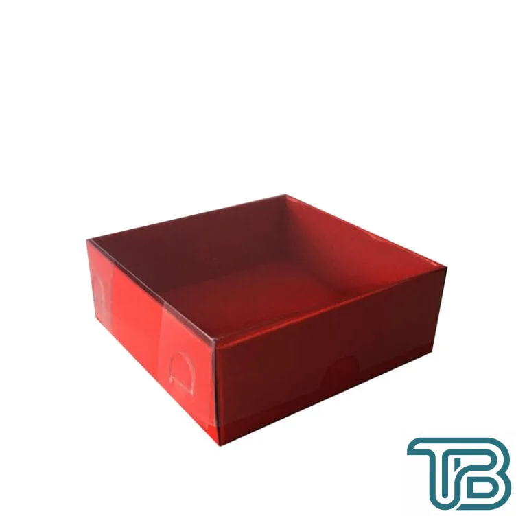 Asetat Kapaklı Karton Kutu 10X10X3 CM (50 Adet) Kırmızı - Eminönü ToptanS | Ticaretin Kalbinden