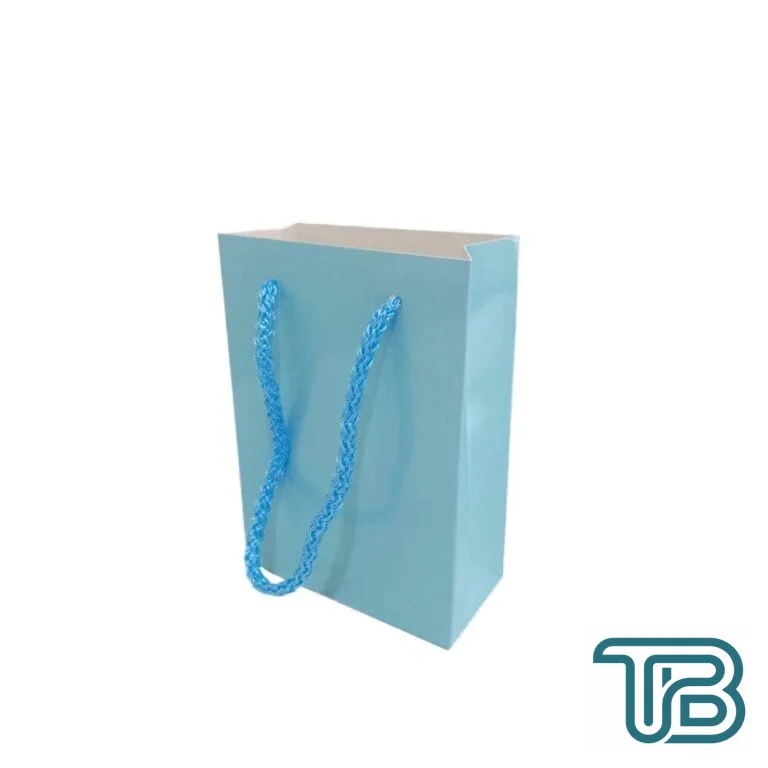İp Saplı Karton Çanta Minik Boy Düz Renk 13.8X10X5 CM (25 Adet) Mavi - Eminönü ToptanS | Ticaretin Kalbinden
