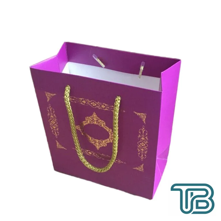Karton İpsaplı Hediye Çantası Saray Desenli GOLD 15X17X8 10 Adet Mor - Eminönü ToptanS | Ticaretin Kalbinden