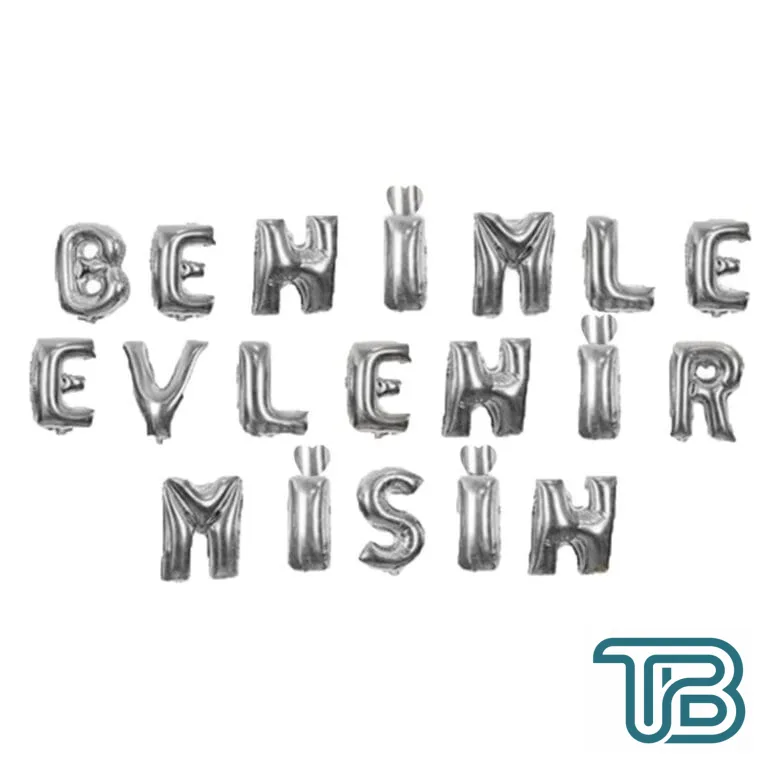 Folyo Balon Benimle Evlenirmisin Yazısı 40 CM Gümüş - Eminönü ToptanS | Ticaretin Kalbinden